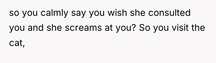 so you calmly say you wish she consulted you and...