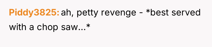 Piddy3825 ah, petty revenge - *best served with a chop...
