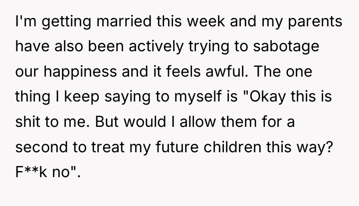 I'm getting married this week and my parents have also...
