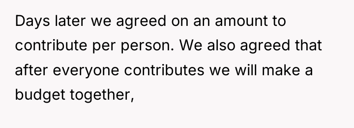 Days later we agreed on an amount to contribute per...