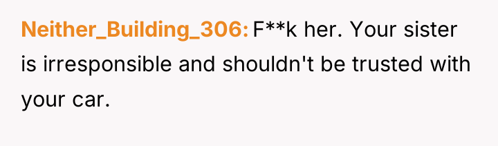 Neither_Building_306 F**k her. Your sister is irresponsible and shouldn't be...