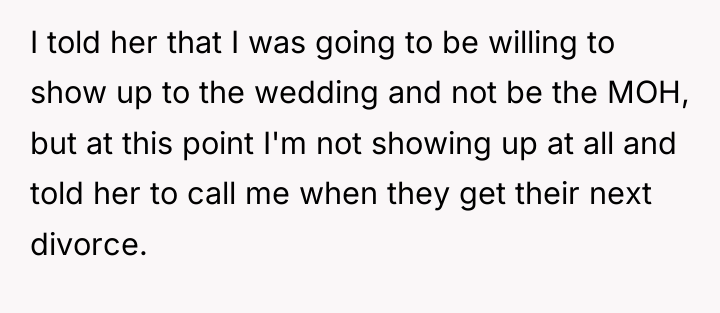 I told her that I was going to be willing...