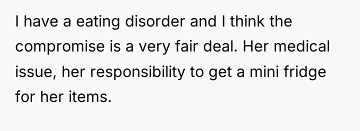 I have a eating disorder and I think the compromise...