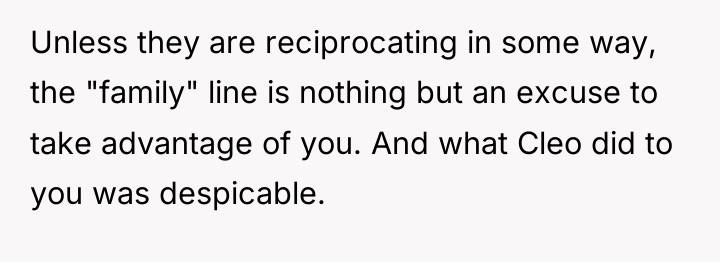 Unless they are reciprocating in some way, the "family" line...