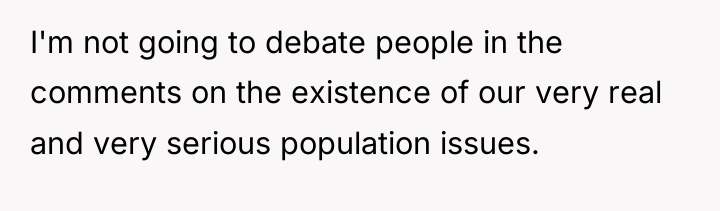 I'm not going to debate people in the comments on...