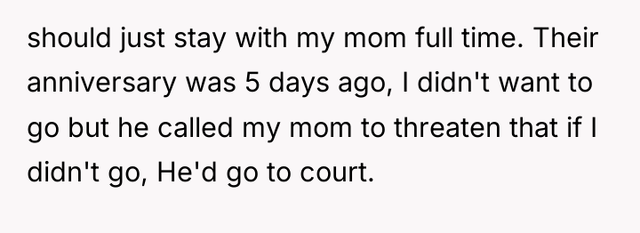 should just stay with my mom full time. Their anniversary...
