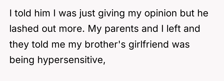 I told him I was just giving my opinion but...