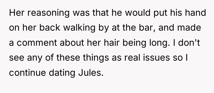Her reasoning was that he would put his hand on...