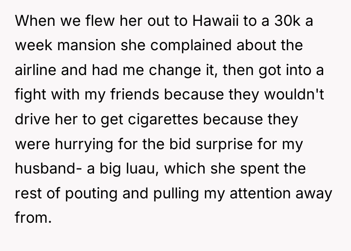 When we flew her out to Hawaii to a 30k...