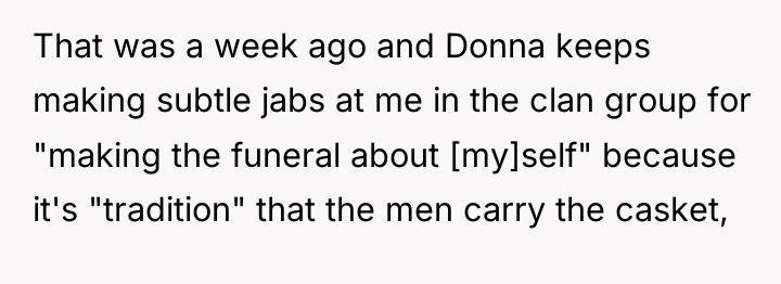 That was a week ago and Donna keeps making subtle...