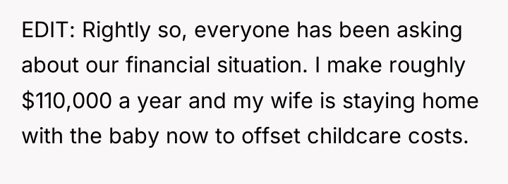 EDIT: Rightly so, everyone has been asking about our financial...