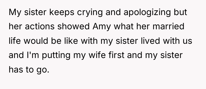 My sister keeps crying and apologizing but her actions showed...