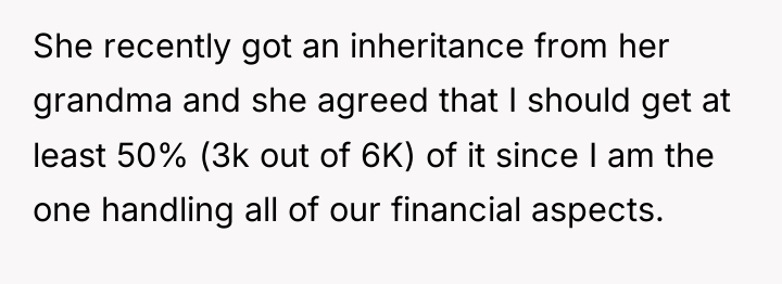 She recently got an inheritance from her grandma and she...