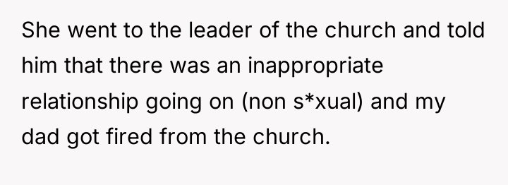 She went to the leader of the church and told...