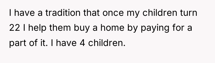 I have a tradition that once my children turn 22...