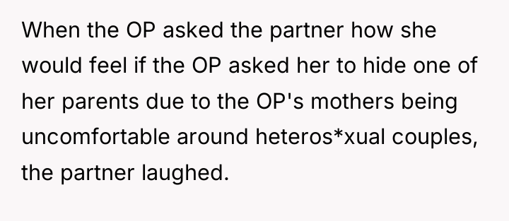When the OP asked the partner how she would feel...