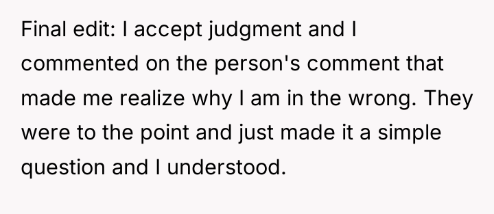 Final edit: I accept judgment and I commented on the...
