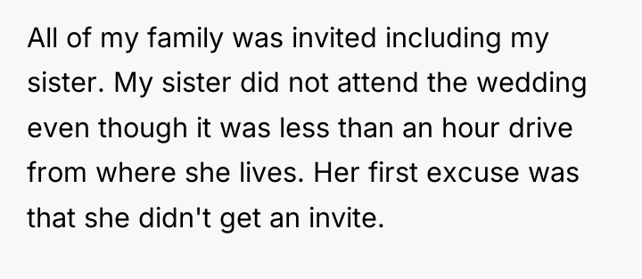 All of my family was invited including my sister. My...