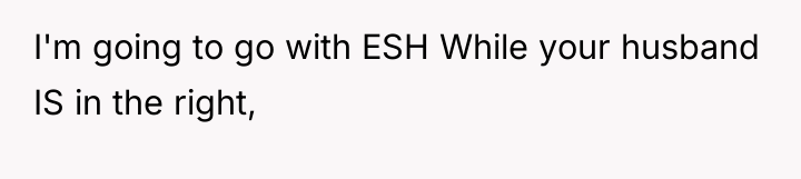 I'm going to go with ESH While your husband IS...