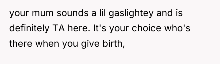 your mum sounds a lil gaslightey and is definitely TA...