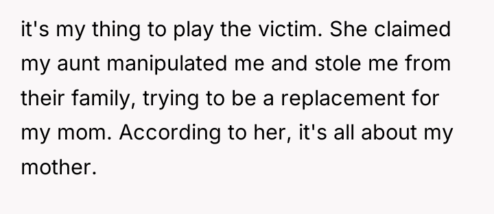 it's my thing to play the victim. She claimed my...