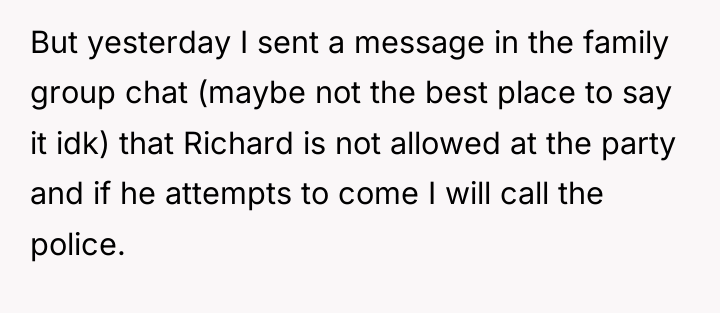 But yesterday I sent a message in the family group...