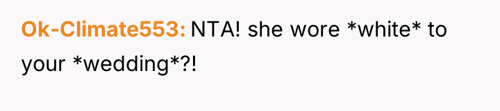Ok-Climate553 NTA! she wore *white* to your *wedding*?!