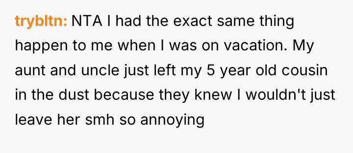 trybltn NTA I had the exact same thing happen to...