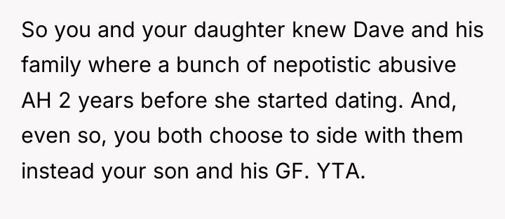 So you and your daughter knew Dave and his family...
