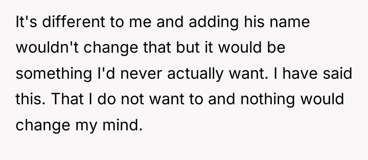 It's different to me and adding his name wouldn't change...