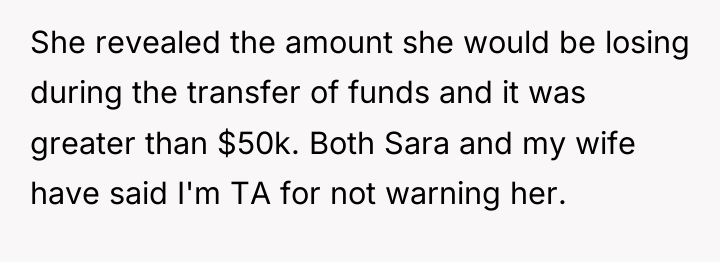 She revealed the amount she would be losing during the...