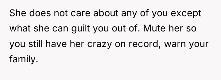 She does not care about any of you except what...