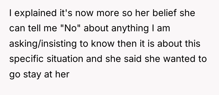 I explained it's now more so her belief she can...
