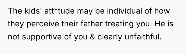 The kids' att*tude may be individual of how they perceive...