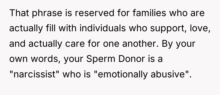 That phrase is reserved for families who are actually fill...