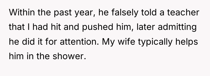 Within the past year, he falsely told a teacher that...
