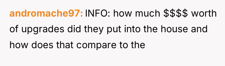 andromache97 INFO: how much $$$$ worth of upgrades did they...