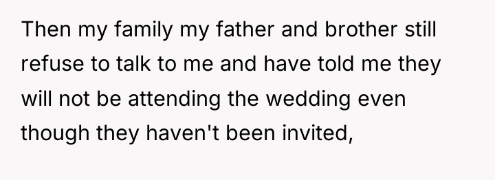 Then my family my father and brother still refuse to...