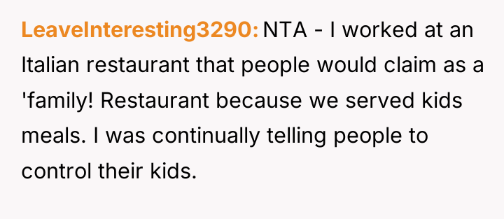 LeaveInteresting3290 NTA - I worked at an Italian restaurant that...
