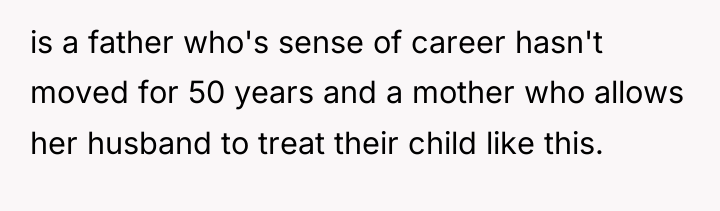 is a father who's sense of career hasn't moved for...