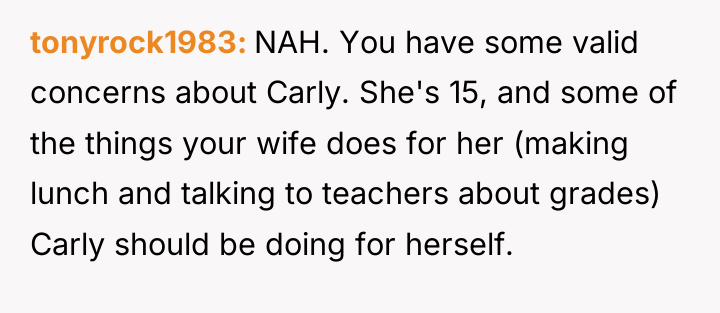 tonyrock1983 NAH. You have some valid concerns about Carly. She's...