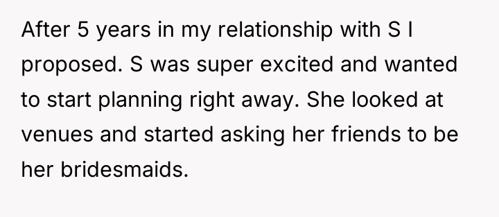 After 5 years in my relationship with S I proposed....