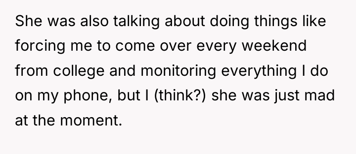 She was also talking about doing things like forcing me...