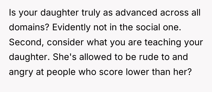 Is your daughter truly as advanced across all domains? Evidently...