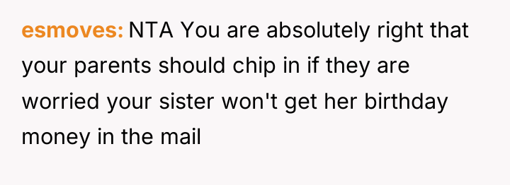 esmoves NTA You are absolutely right that your parents should...