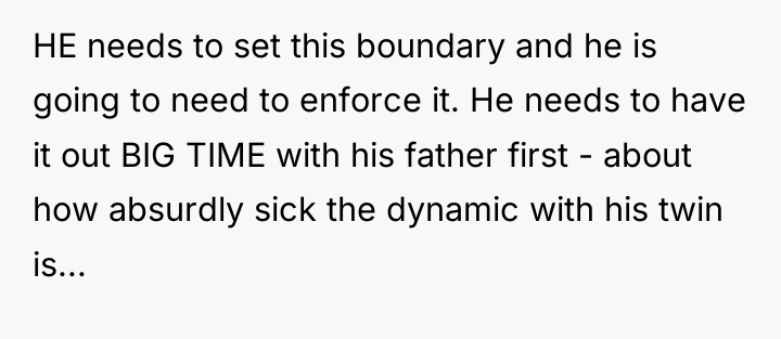 HE needs to set this boundary and he is going...
