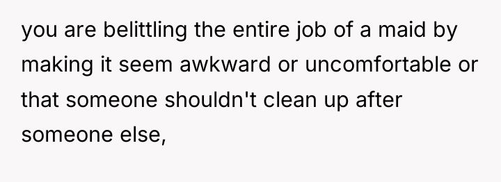 you are belittling the entire job of a maid by...