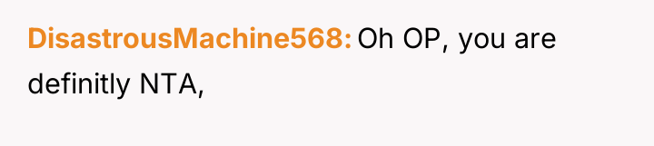 DisastrousMachine568 Oh OP, you are definitly NTA,