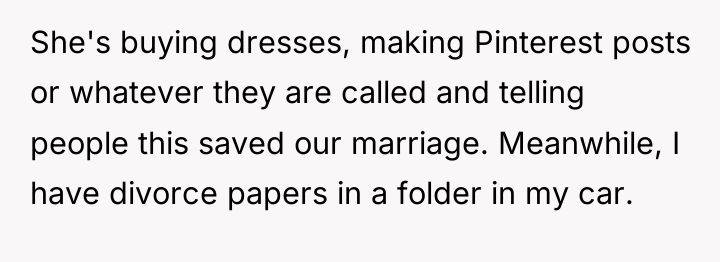 She's buying dresses, making Pinterest posts or whatever they are...