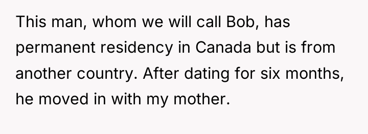 This man, whom we will call Bob, has permanent residency...